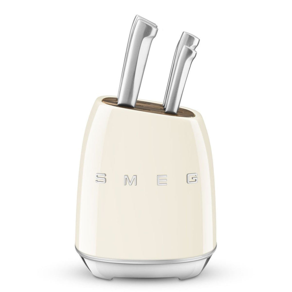 Smeg knife holder stainless steel retro set with 6 knives