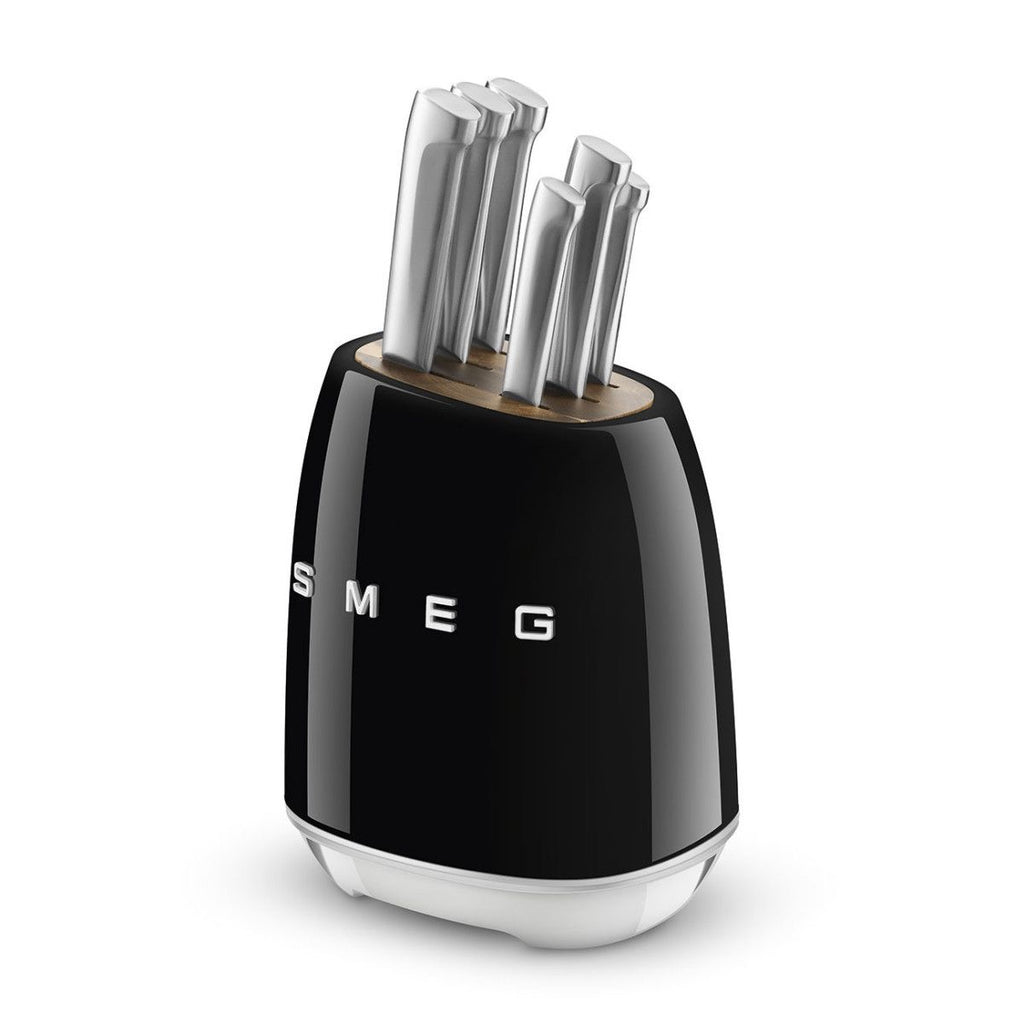 Smeg knife holder stainless steel retro set with 6 knives