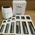 Smeg knife holder stainless steel retro set with 6 knives