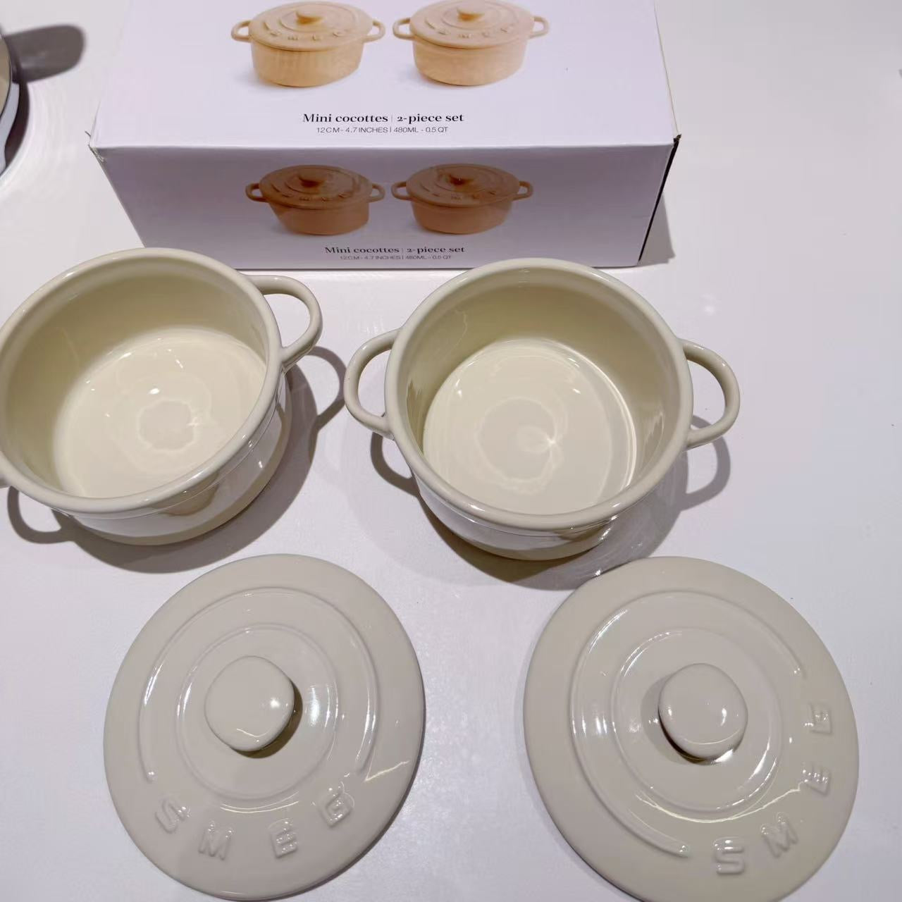SMEG Home Kitchen Ceramic mini cocottes     12cm each 2 pc set