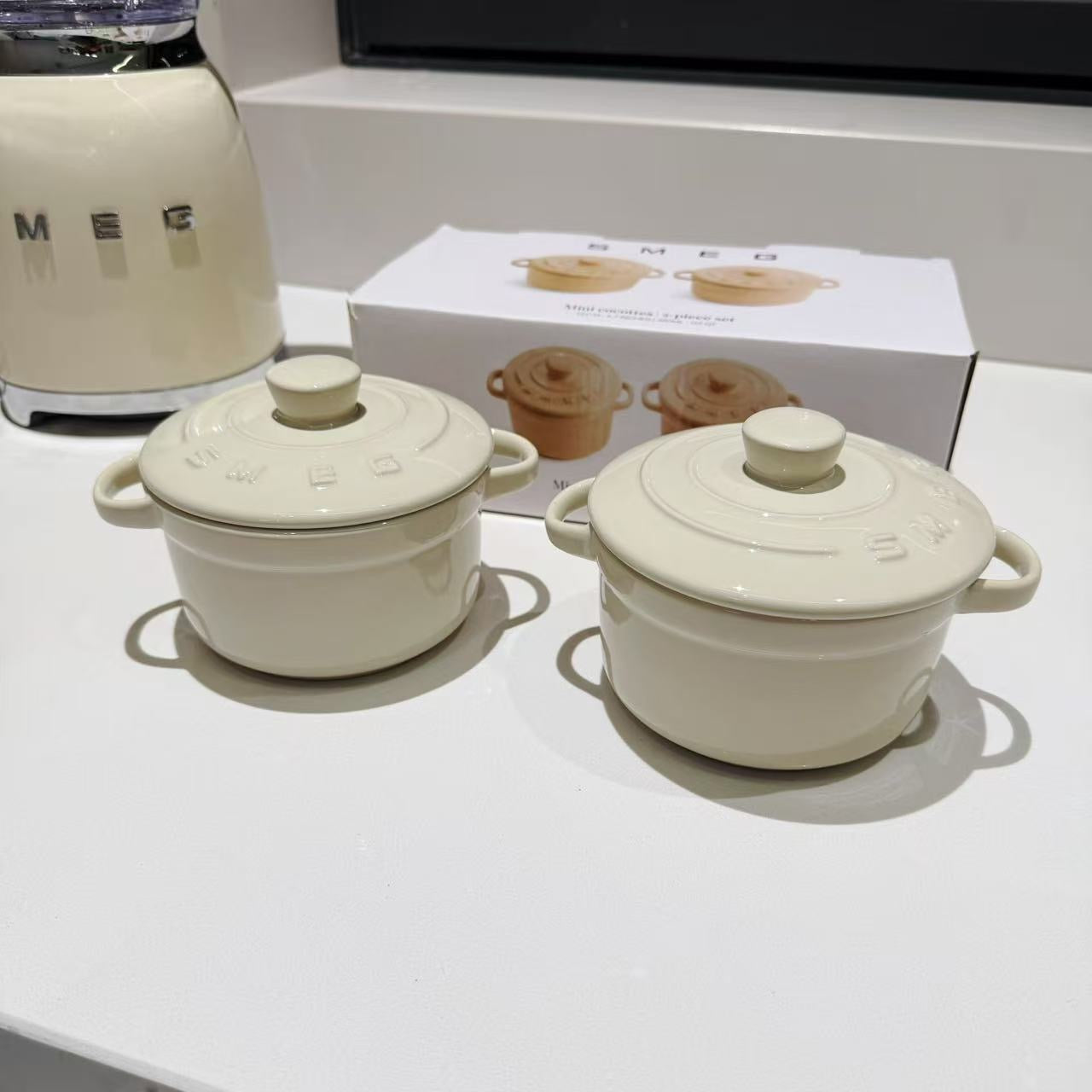 SMEG Home Kitchen Ceramic mini cocottes     12cm each 2 pc set