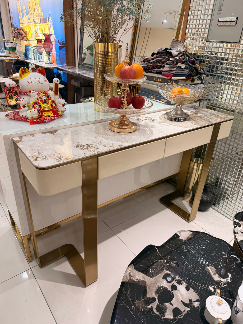 1.6meters console table with marble top